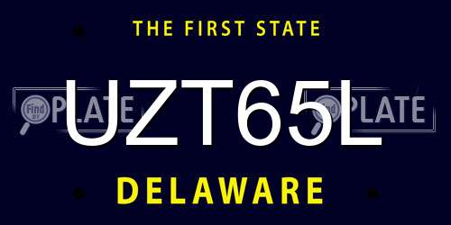 UZT65L Delaware License Plate