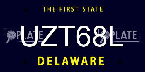 UZT68L Delaware License Plate