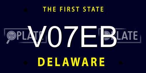 V07EB Delaware License Plate