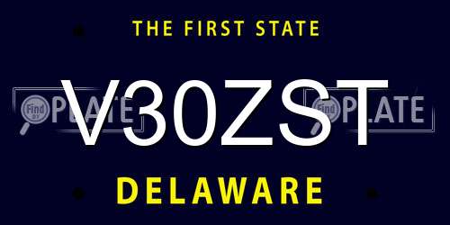 V30ZST Delaware License Plate