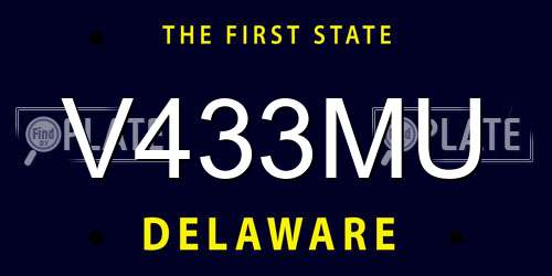 V433MU Delaware License Plate