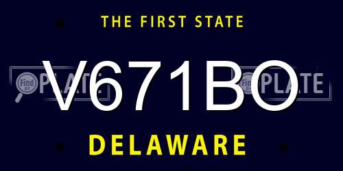 V671BO Delaware License Plate
