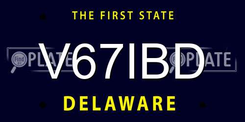 V67IBD Delaware License Plate