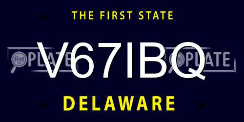 V67IBQ Delaware License Plate