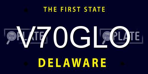 V70GLO Delaware License Plate