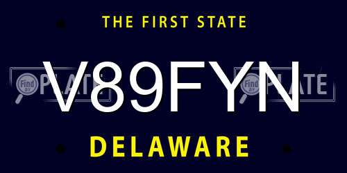 V89FYN Delaware License Plate