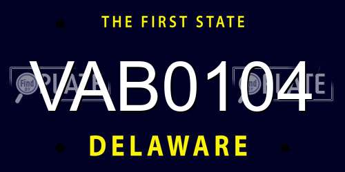 VAB0104 Delaware License Plate