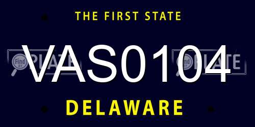VAS0104 Delaware License Plate