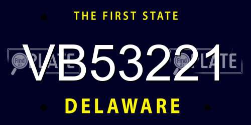 VB53221 Delaware License Plate