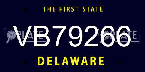 VB79266 Delaware License Plate