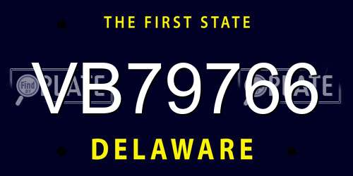 VB79766 Delaware License Plate