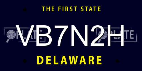 VB7N2H Delaware License Plate