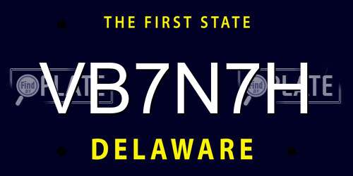 VB7N7H Delaware License Plate