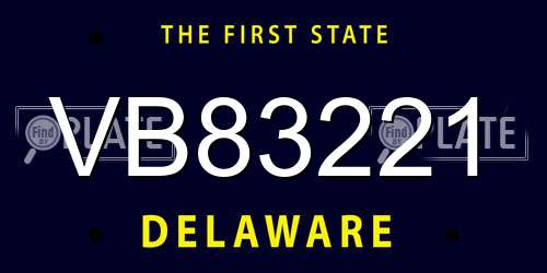 VB83221 Delaware License Plate