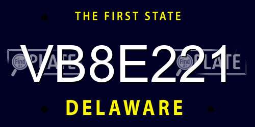 VB8E221 Delaware License Plate