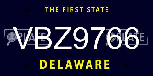 VBZ9766 Delaware License Plate