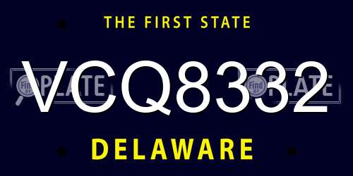 VCQ8332 Delaware License Plate