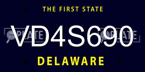 VD4S690 Delaware License Plate