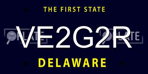 VE2G2R Delaware License Plate