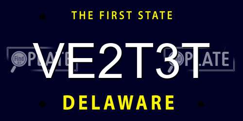 VE2T3T Delaware License Plate