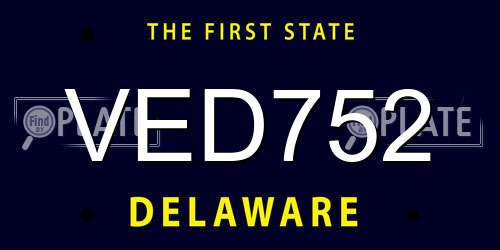 VED752 Delaware License Plate