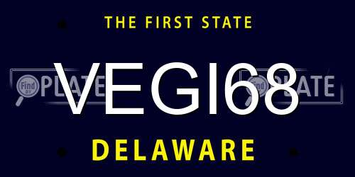 VEGI68 Delaware License Plate