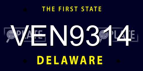 VEN9314 Delaware License Plate