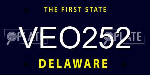VEO252 Delaware License Plate