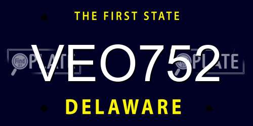 VEO752 Delaware License Plate