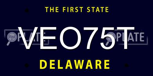 VEO75T Delaware License Plate