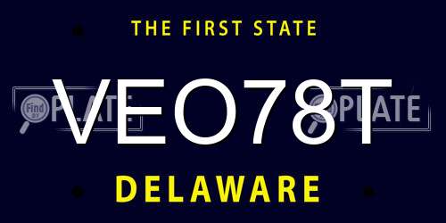 VEO78T Delaware License Plate