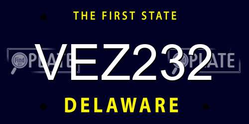 VEZ232 Delaware License Plate