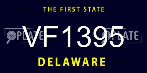 VF1395 Delaware License Plate