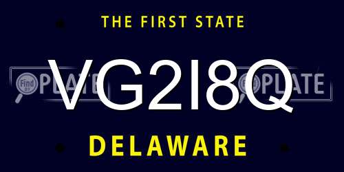 VG2I8Q Delaware License Plate