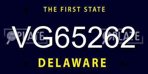 VG65262 Delaware License Plate