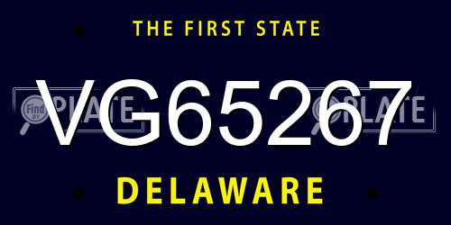 VG65267 Delaware License Plate