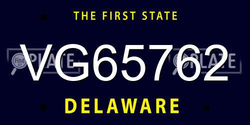 VG65762 Delaware License Plate