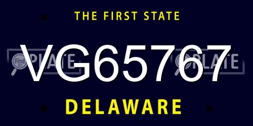 VG65767 Delaware License Plate
