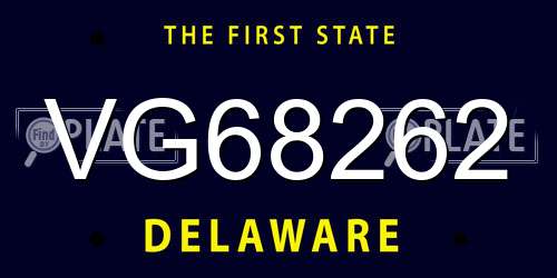 VG68262 Delaware License Plate