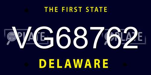 VG68762 Delaware License Plate
