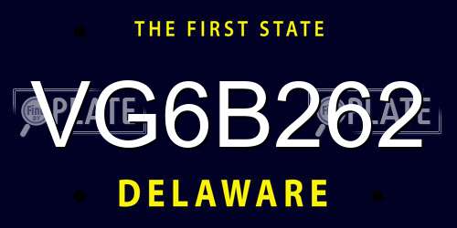 VG6B262 Delaware License Plate