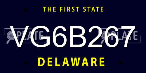 VG6B267 Delaware License Plate