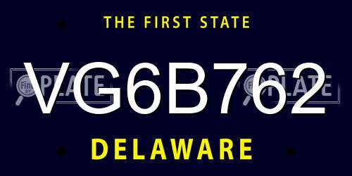 VG6B762 Delaware License Plate