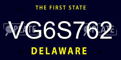 VG6S762 Delaware License Plate