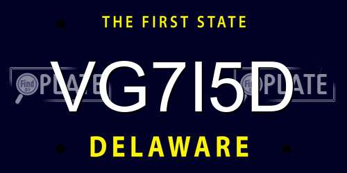 VG7I5D Delaware License Plate
