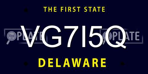 VG7I5Q Delaware License Plate