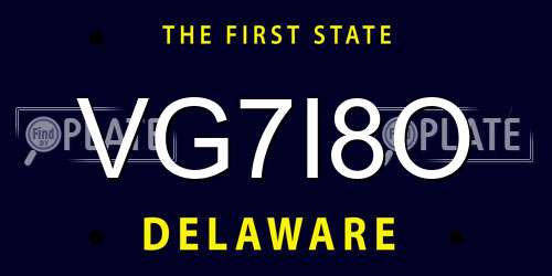 VG7I8O Delaware License Plate