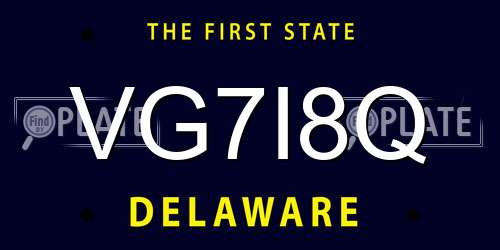 VG7I8Q Delaware License Plate
