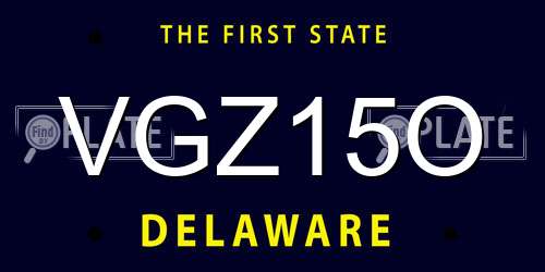 VGZ15O Delaware License Plate