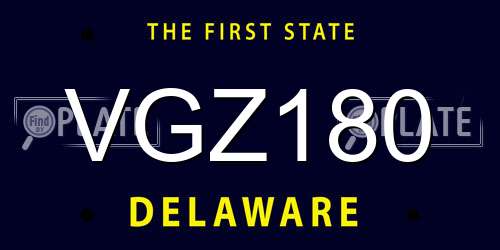 VGZ180 Delaware License Plate